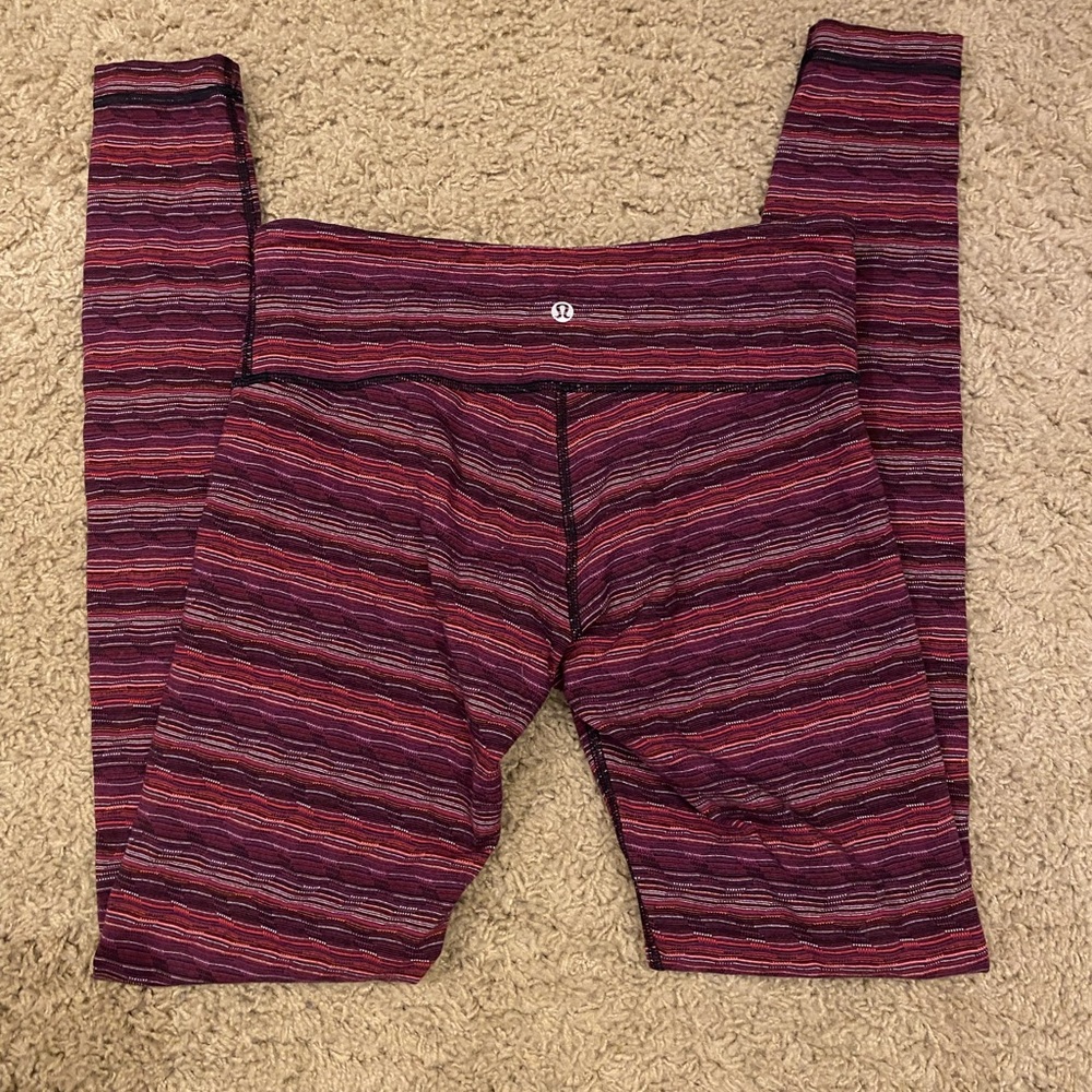 lululemon athletica Striped Burgundy & Purple Leggings